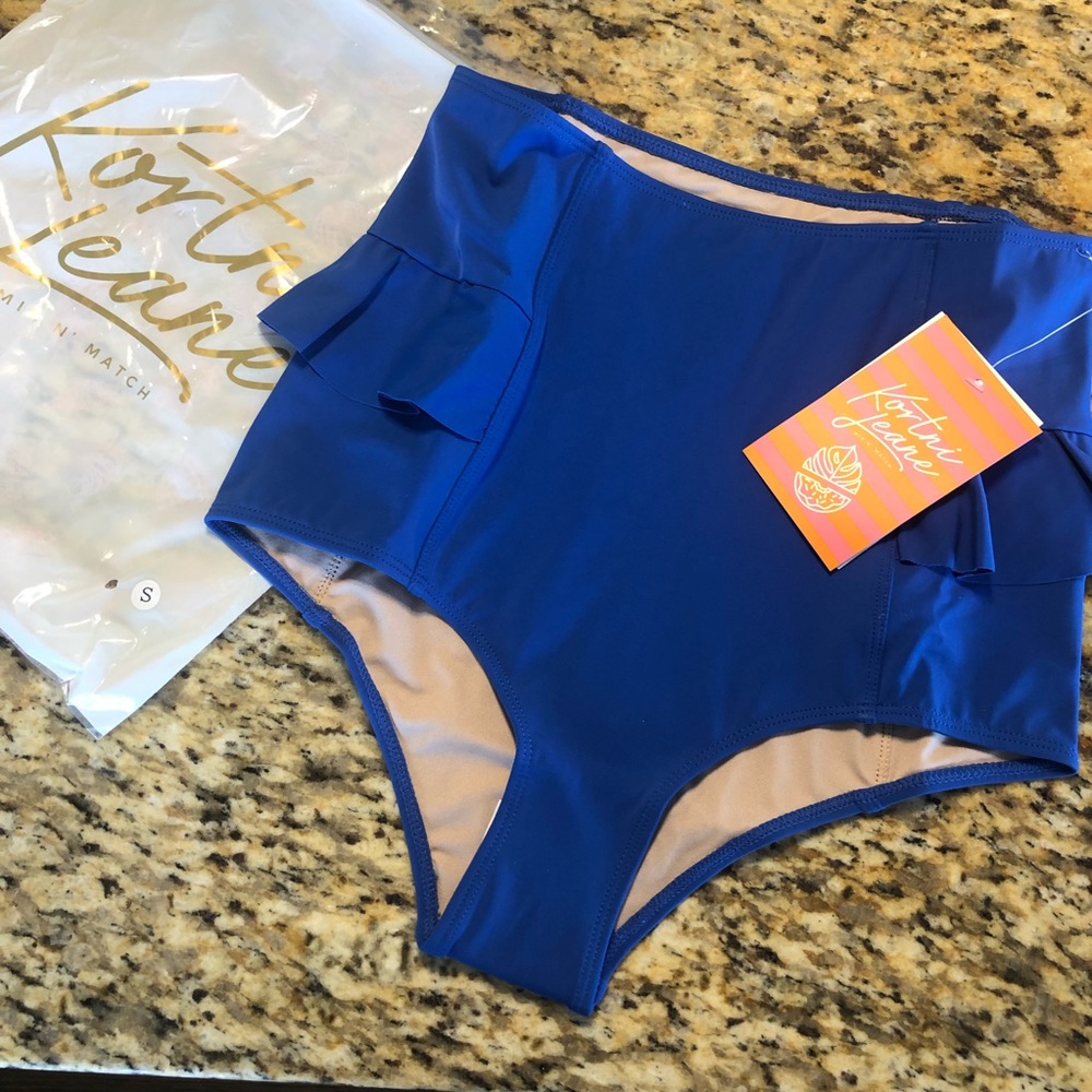 Kortni Jeane Hip Ruffle Bottoms Blue Small